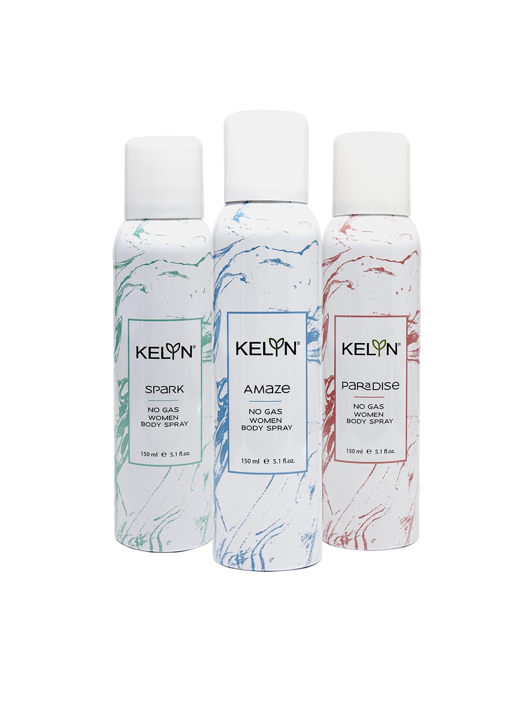 

KELYN Women Set of 3 No Gas Long Lasting Deodorant - Spark, Amaze & Paradise 150 ml Each, White