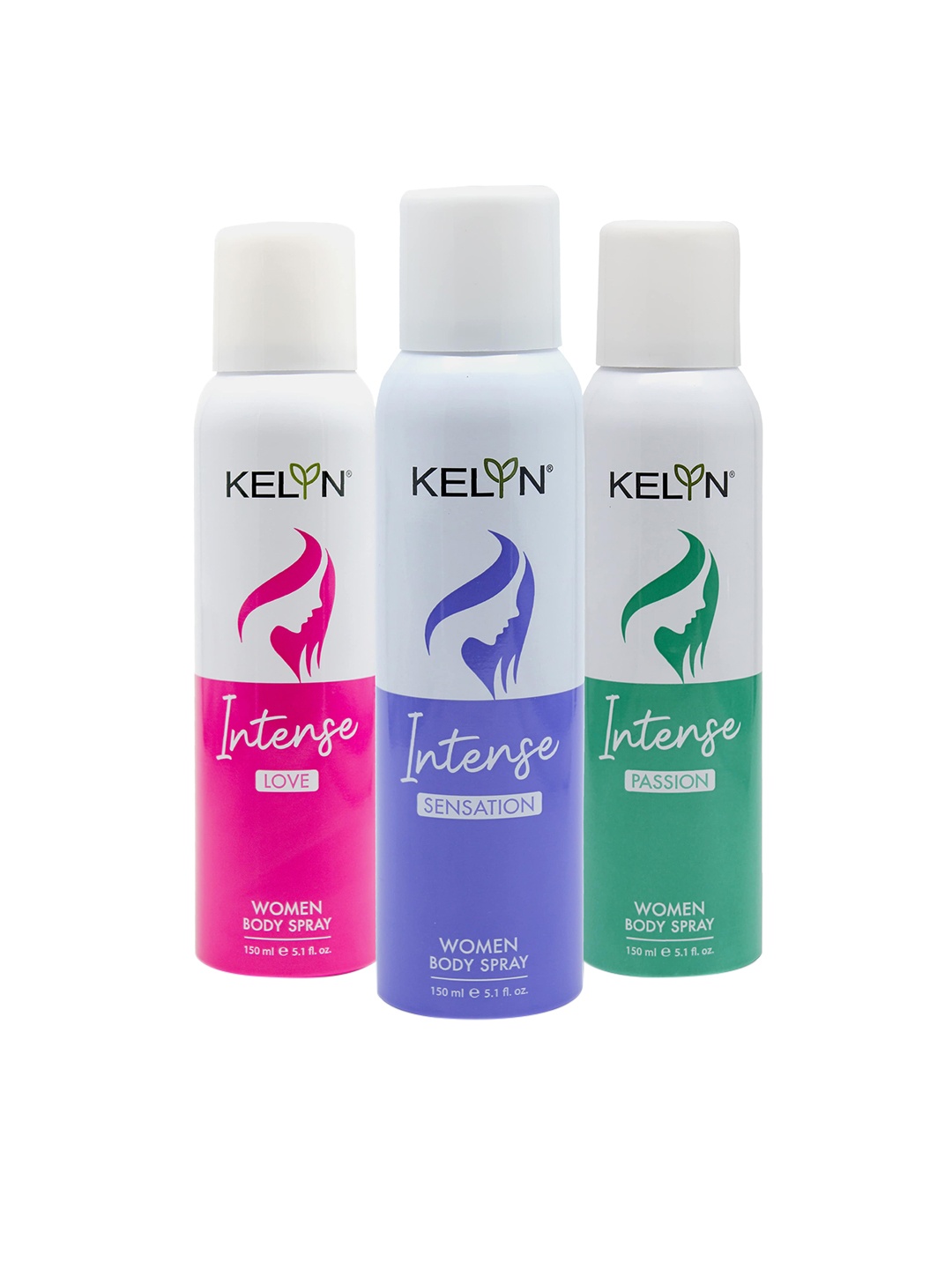 

KELYN Women Set of Long Lasting Intense Love, Sensation & Passion Body Spray - 150 ml Each, Pink