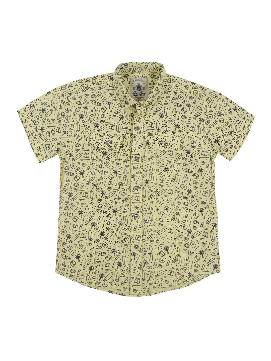 

Gini and Jony Boys Yellow Regular Fit Printed Casual Shirt