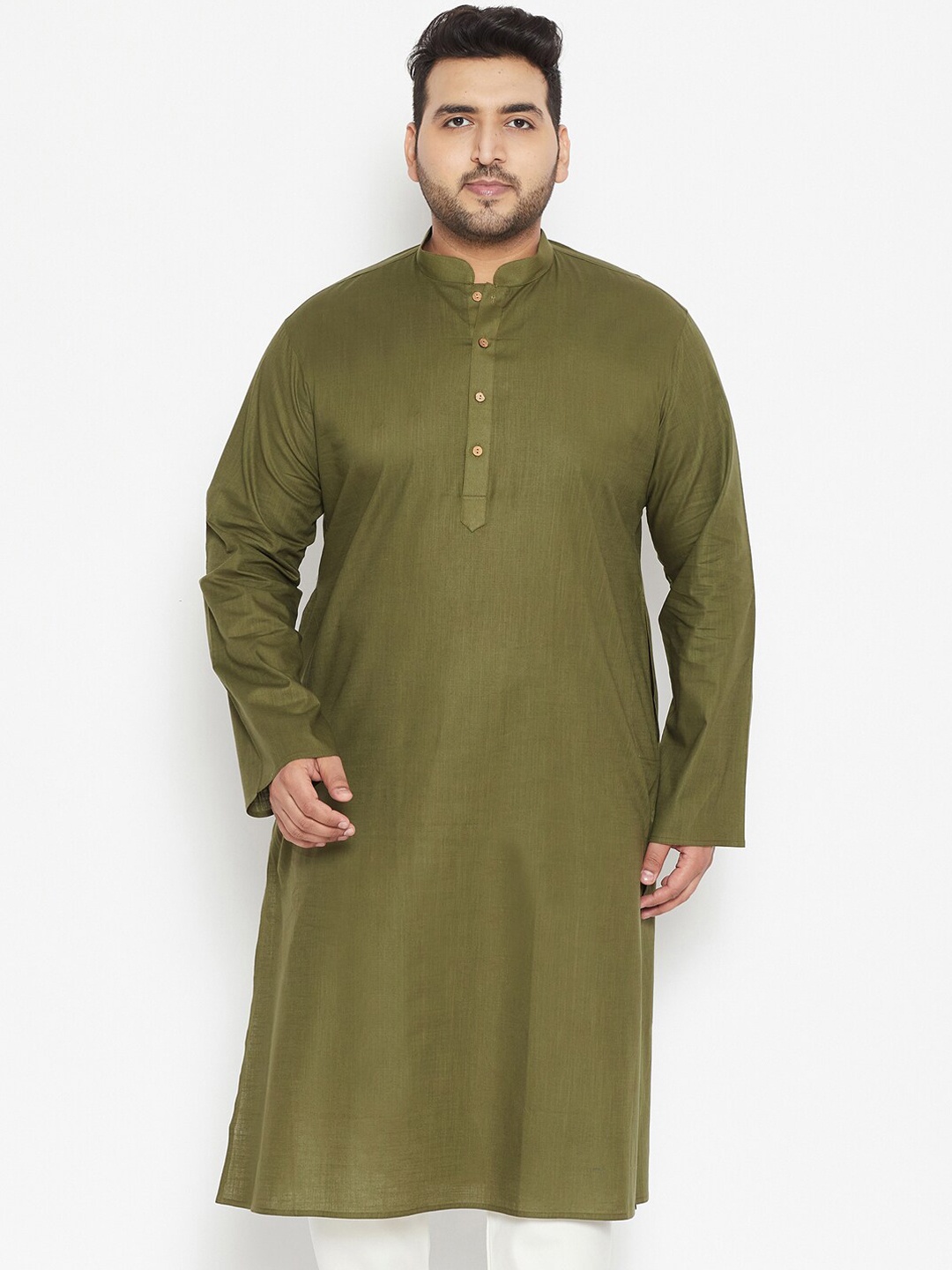 

VASTRAMAY Men Olive Green Kurta