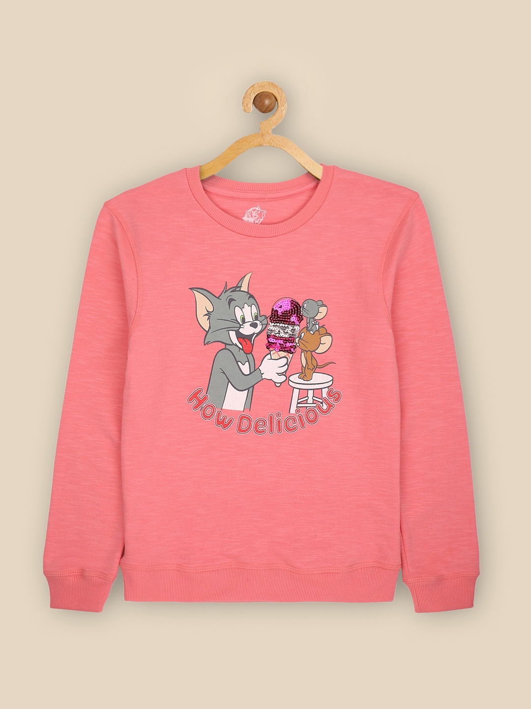 

Kids Ville Tom & Jerry Printed Sweatshirt For Kids Girls, Pink