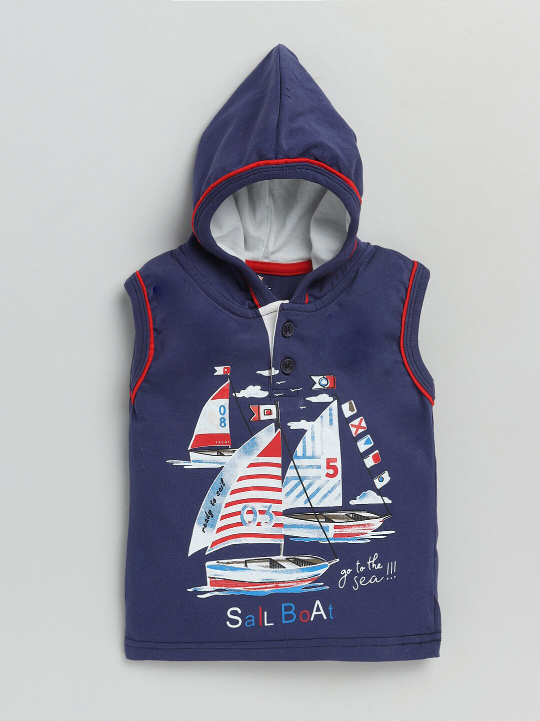 

Olio Kids Boys Hooded Blue Printed T-shirt