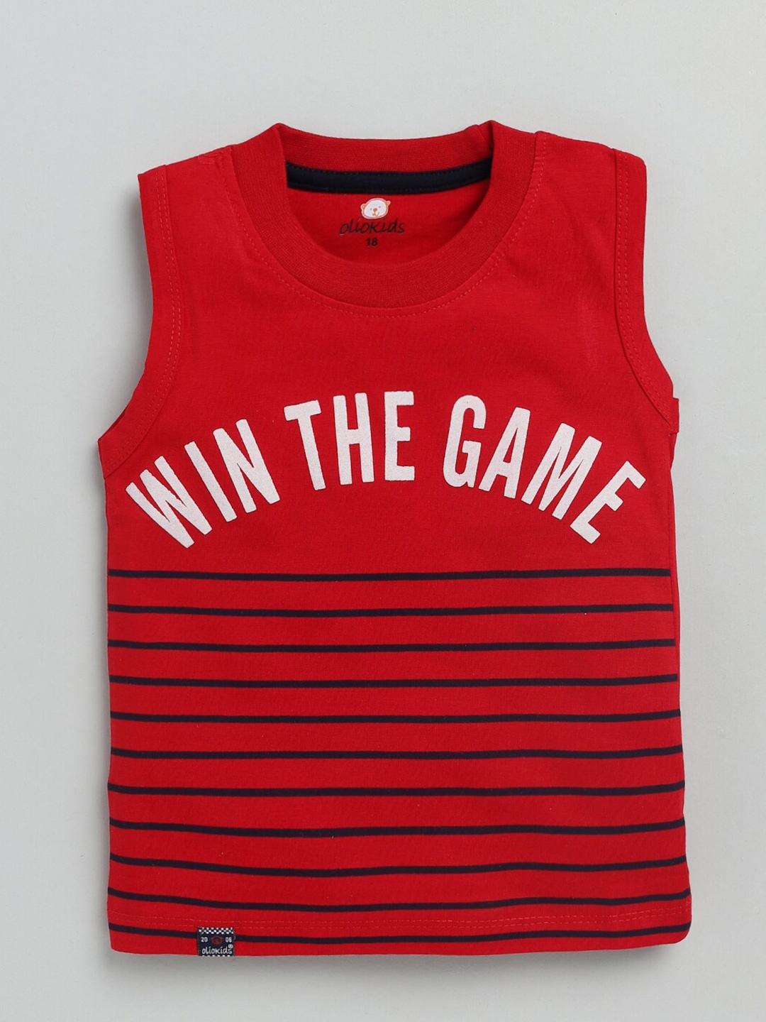 

Olio Kids Boys Red Typography Printed Applique T-shirt