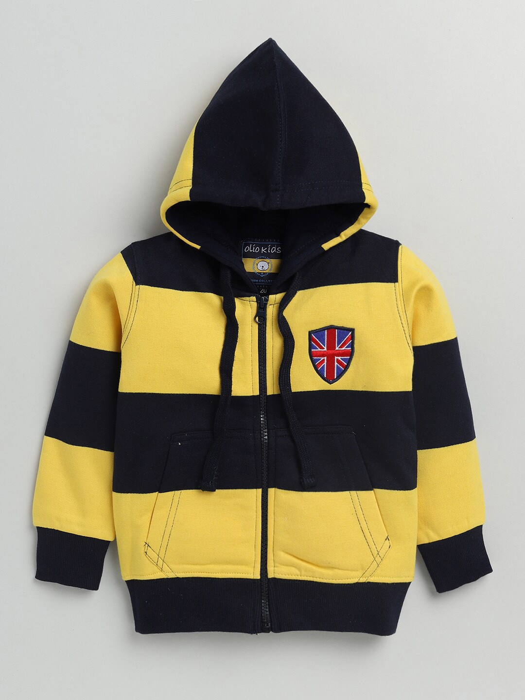 

Olio Kids Boys Yellow & Black Striped Cotton T-shirt