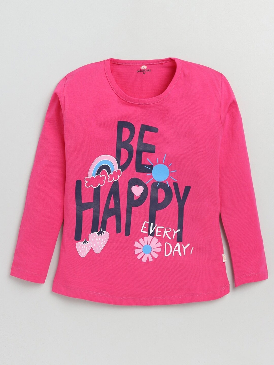 

Olio Kids Girls Pink Typography Printed T-shirt