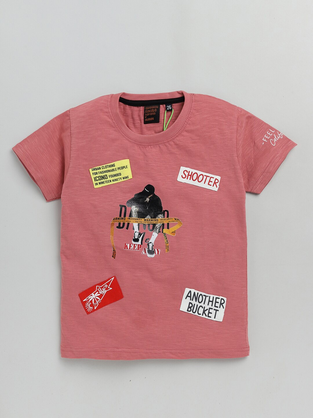 

Olio Kids Boys Orange Typography Printed Cotton T-shirt