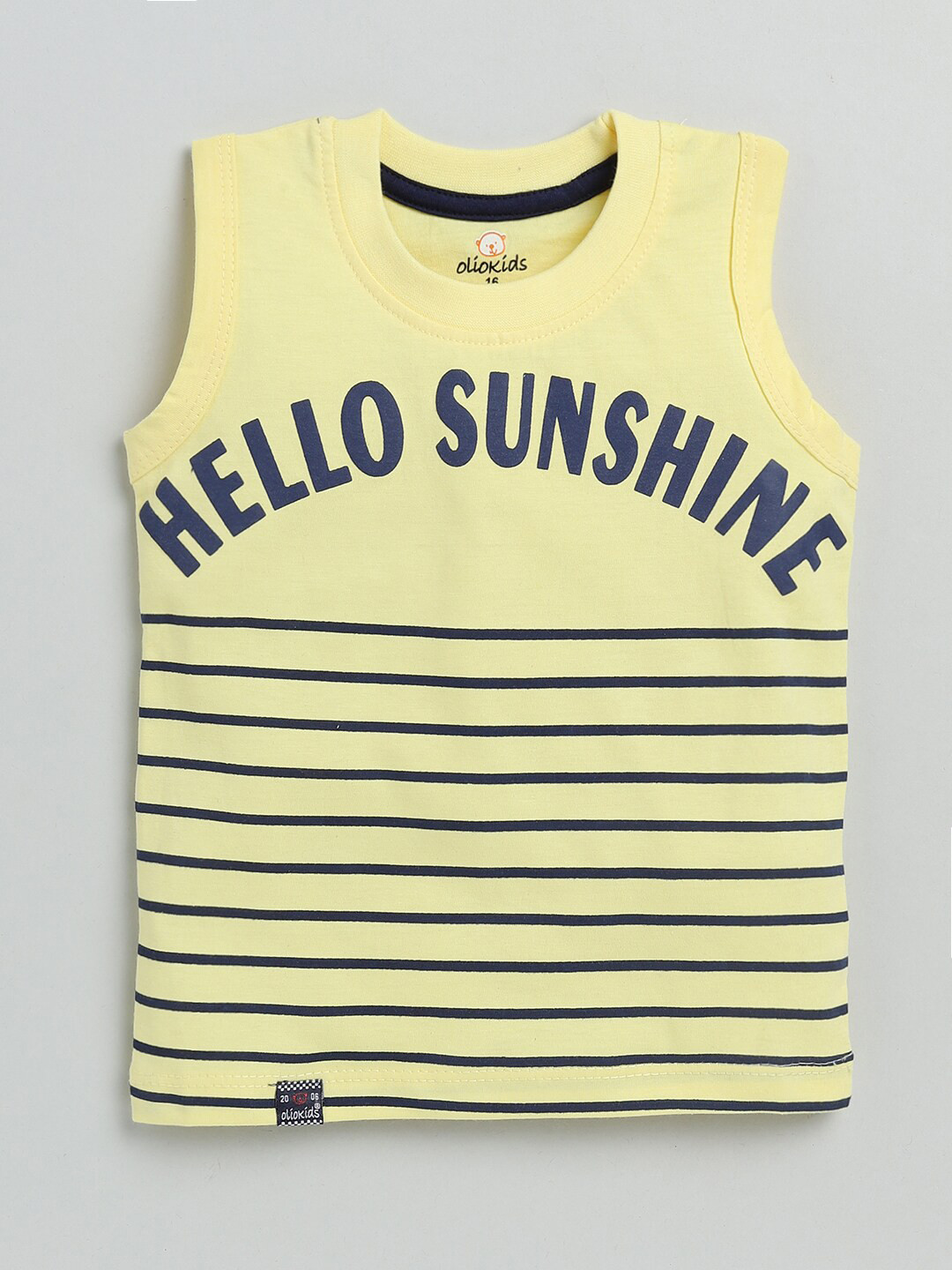 

Olio Kids Boys Yellow Striped Cotton T-shirt