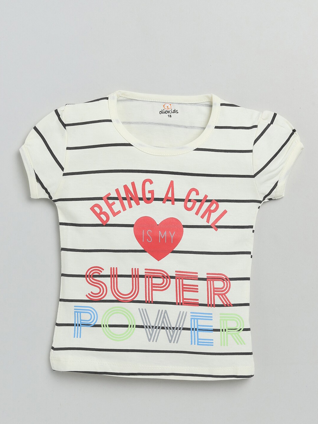 

Olio Kids Girls Yellow Typography Striped T-shirt