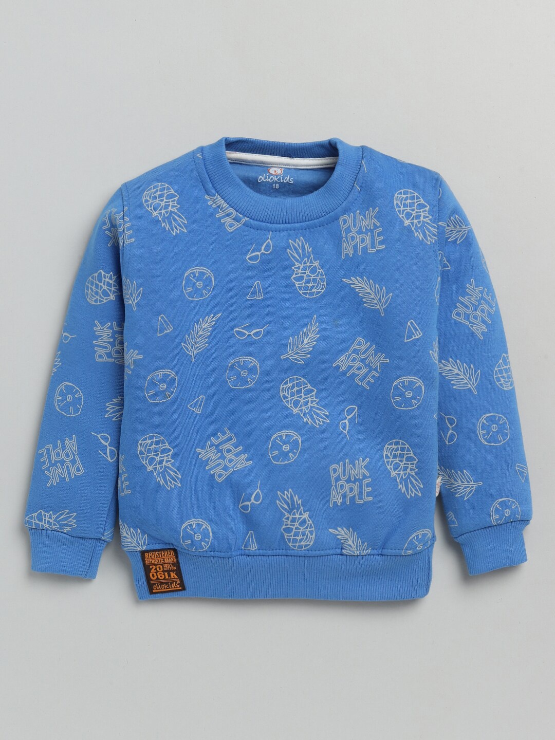 

Olio Kids Boys Blue Typography Printed T-shirt