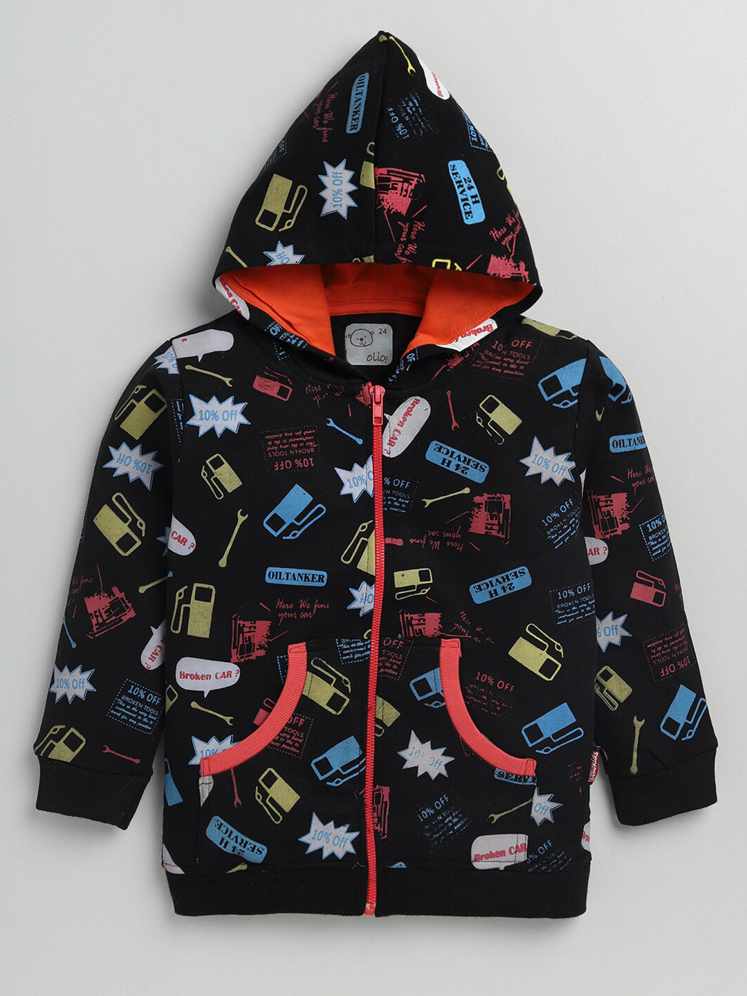 

Olio Kids Boys Black Printed T-shirt