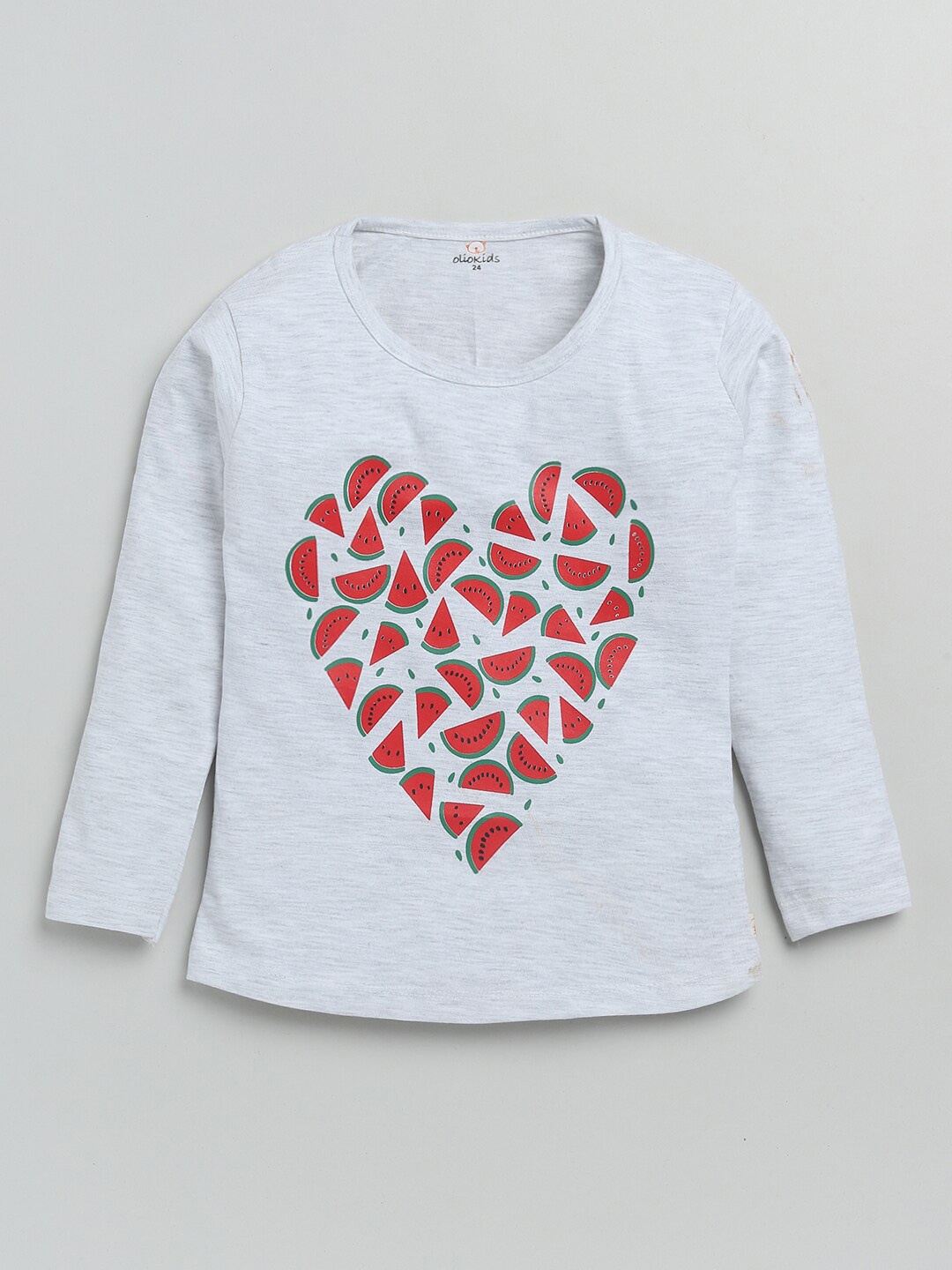 

Olio Kids Girls Grey Printed Pure Cotton T-shirt