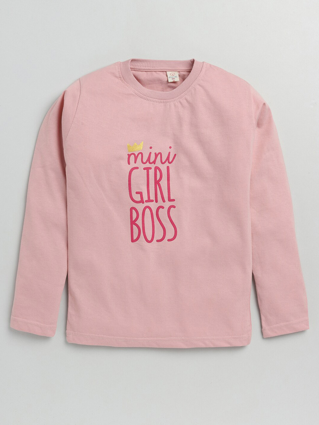 

Olio Kids Girls Peach-Coloured Typography Printed T-shirt