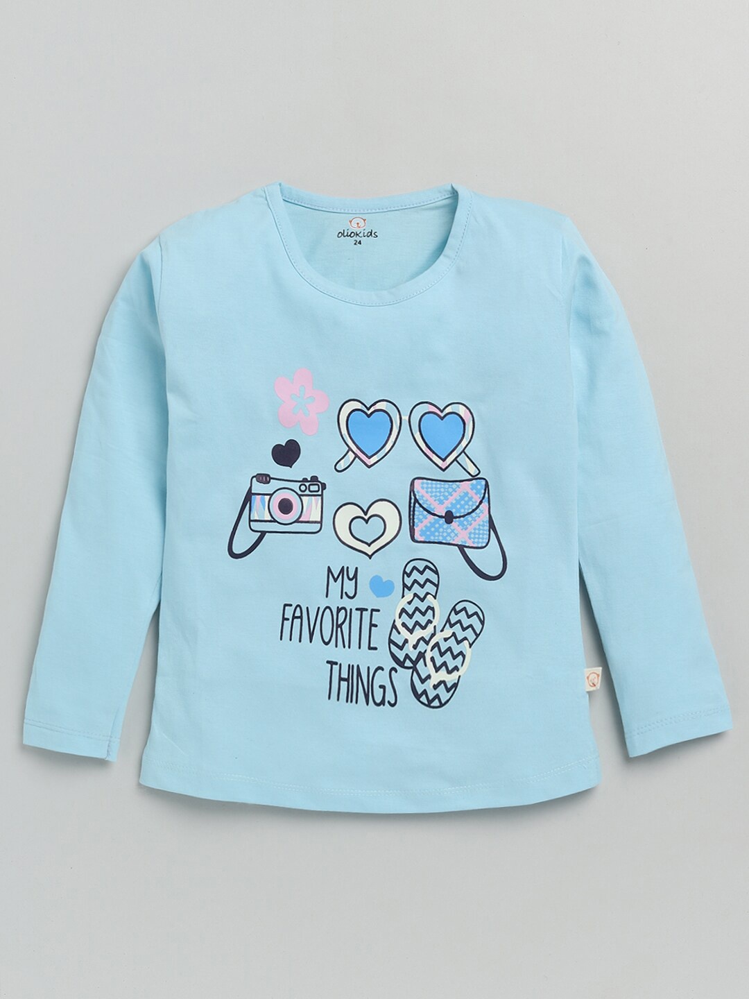 

Olio Kids Girls Blue Printed T-shirt