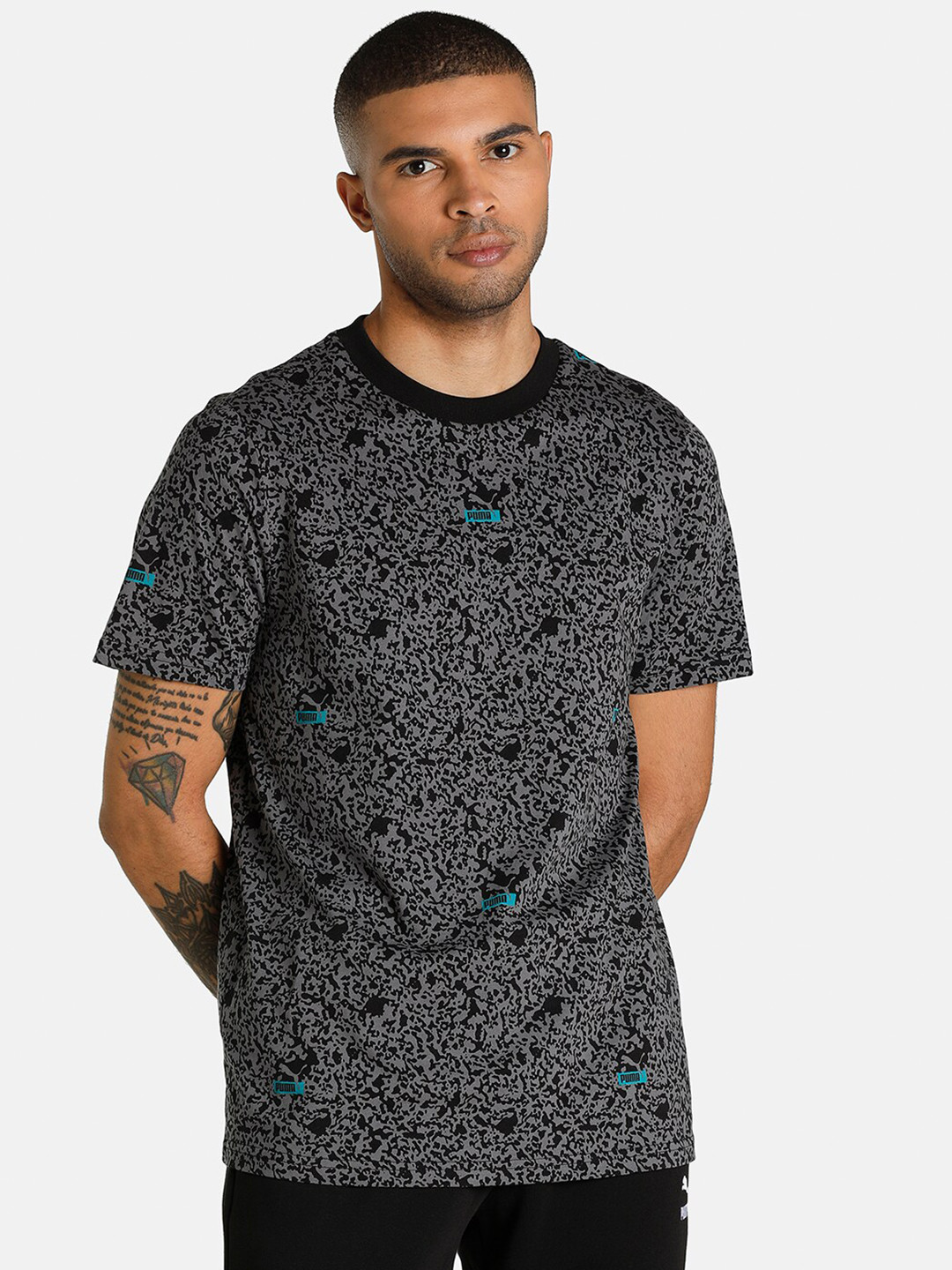 

Puma Men Regular Fit Brand Love AOP T-Shirt, Black
