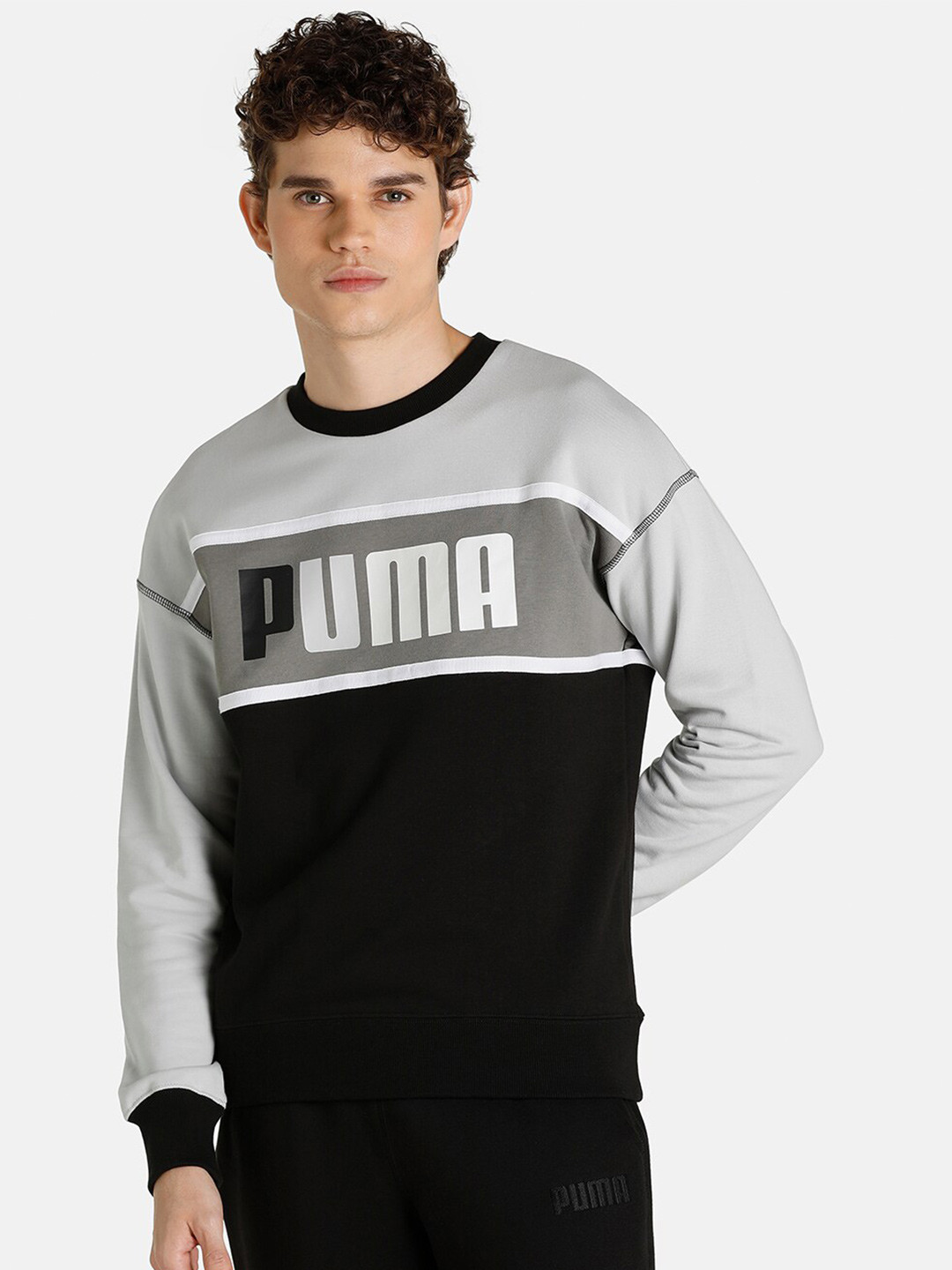 

Puma Men Black Retro Block Crew Colourblocked Sweatshirt