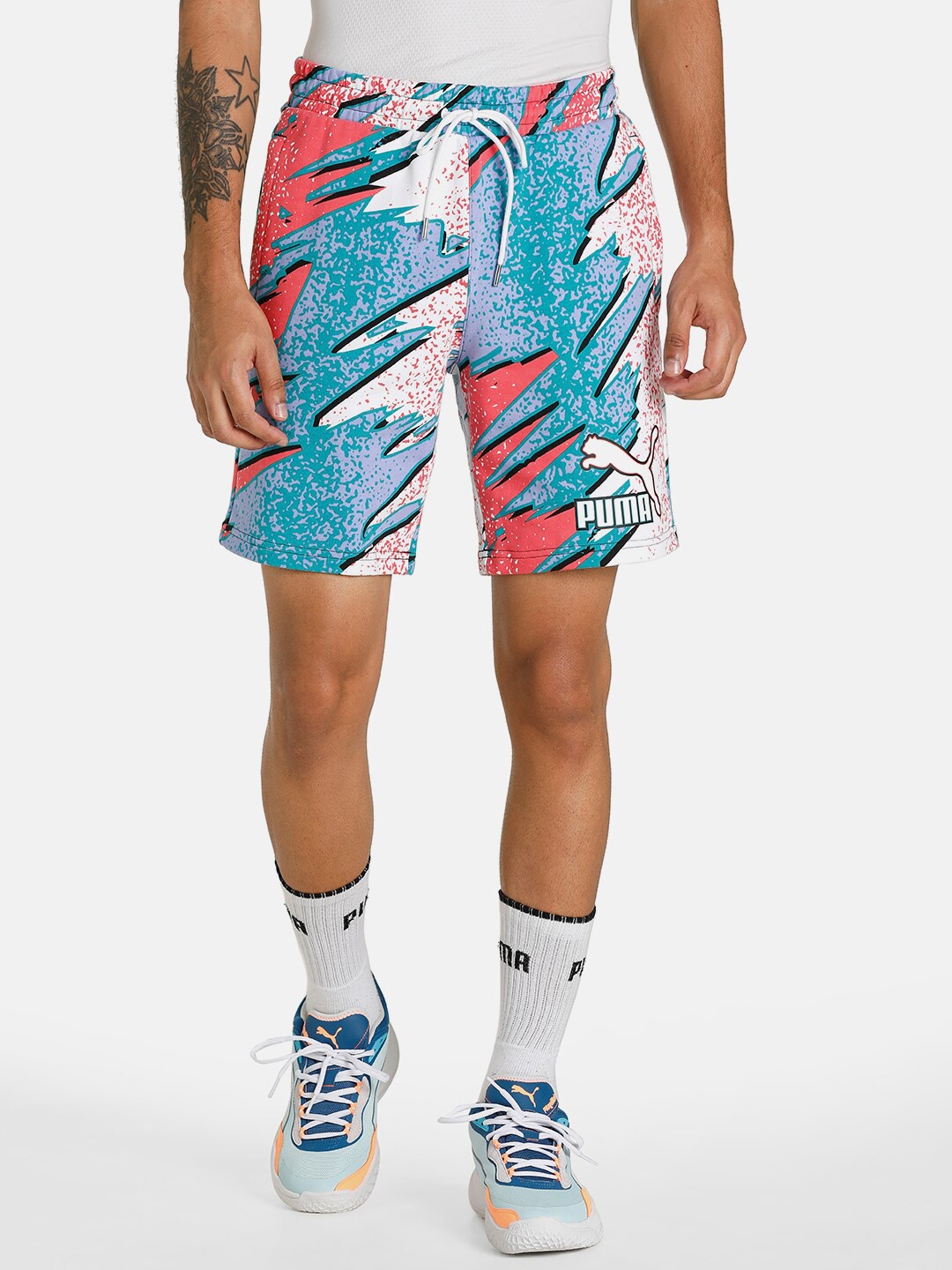

Puma Men Blue Fandom AOP Printed Sports Shorts