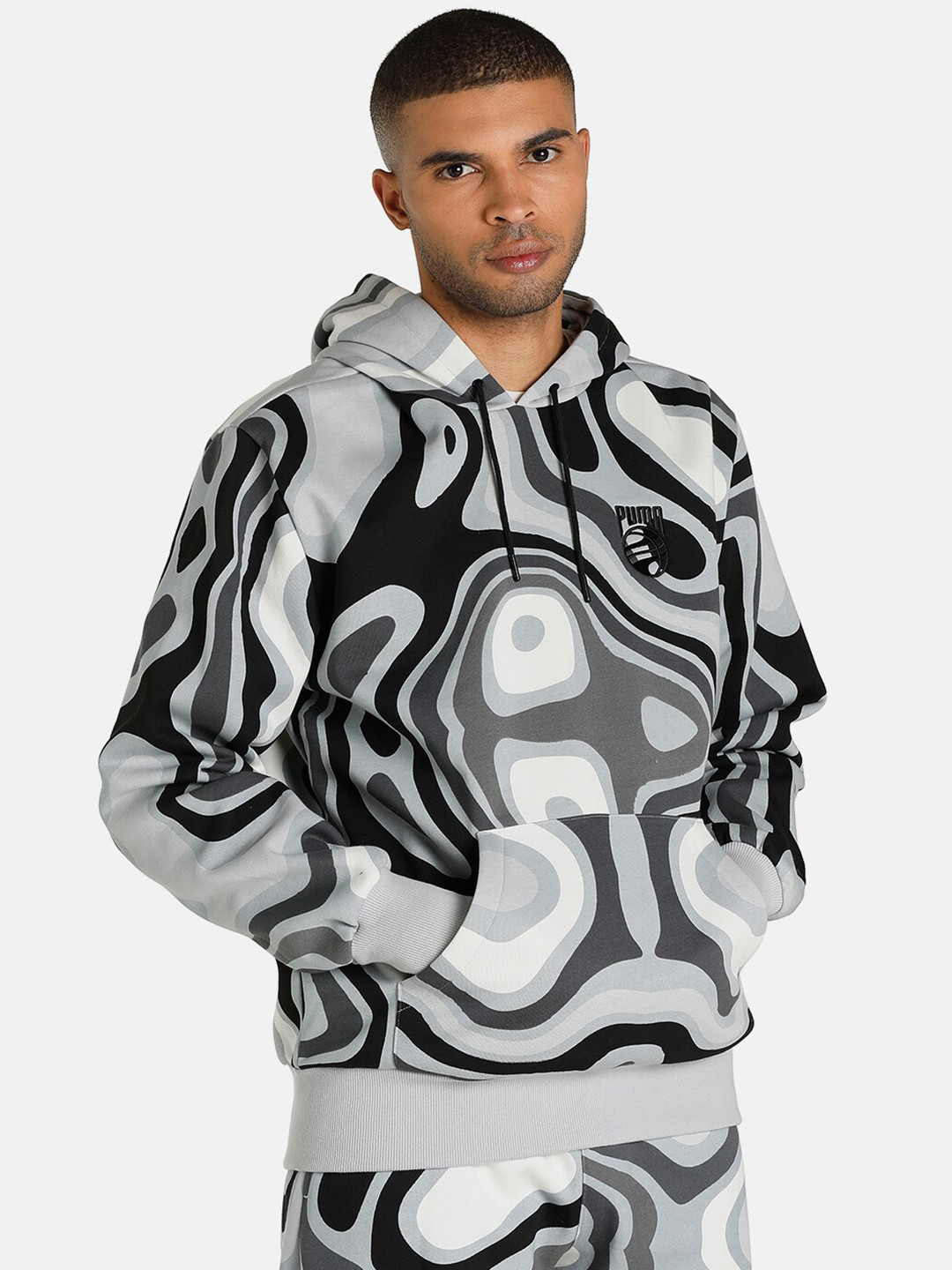 

Puma Men Grey Booster Ralph Printed Hooded Regular Fit Sweatshirt