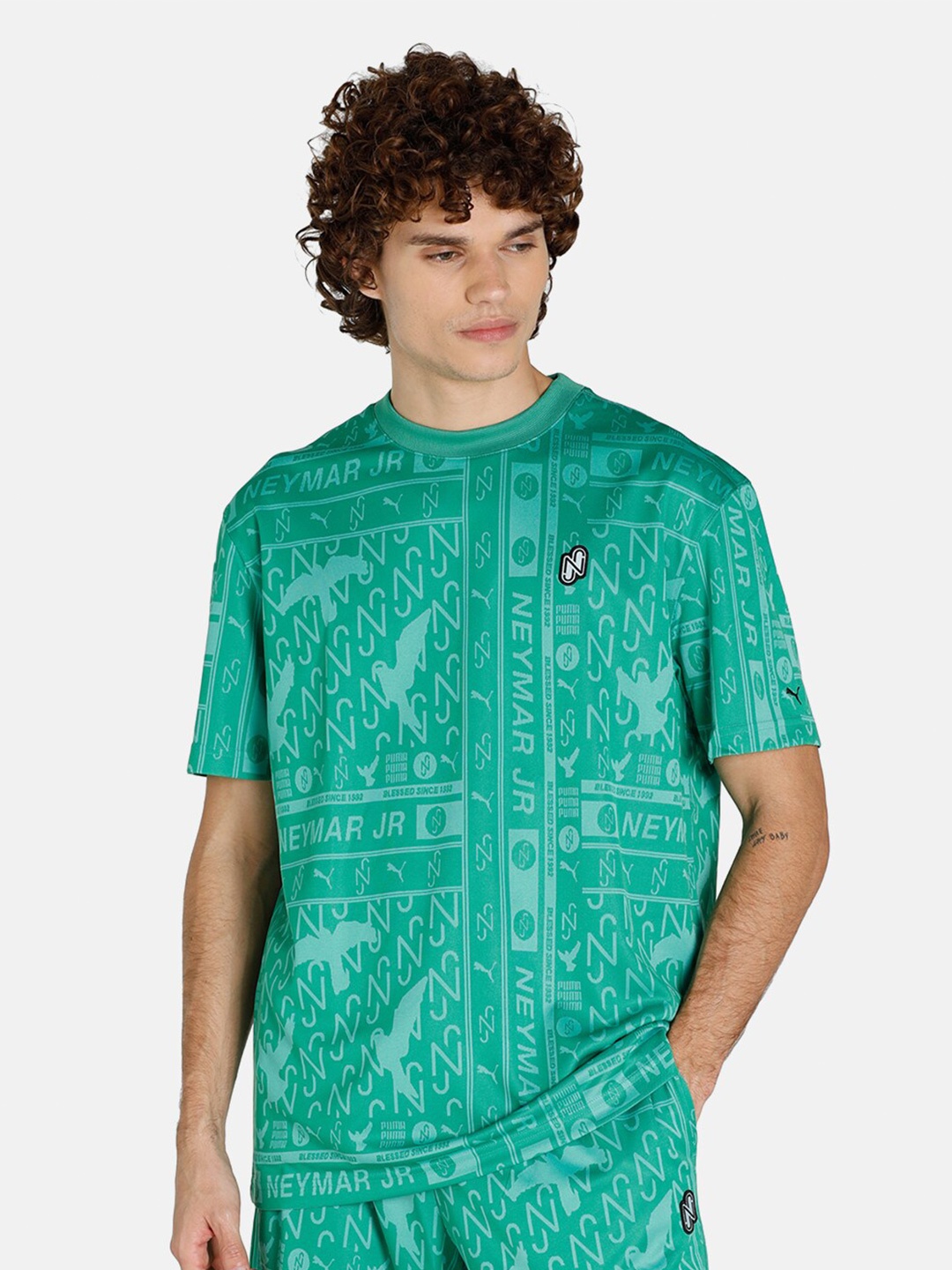 

Puma Men Green Neymar Jr Jacquard T-Shirt
