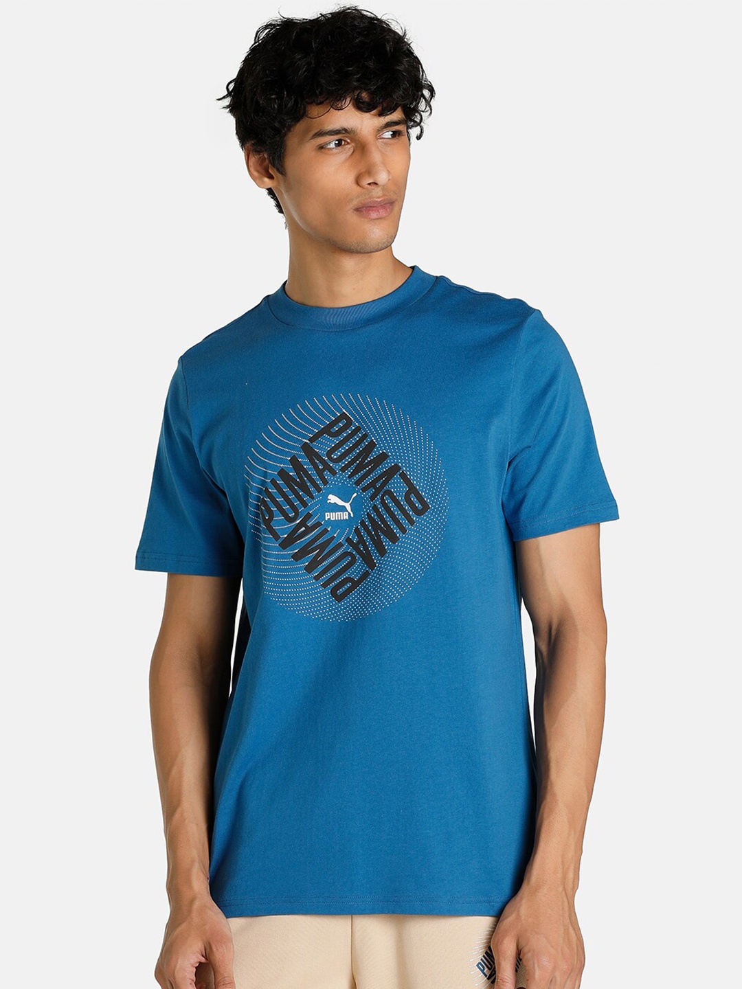 

Puma Men Blue & Black SWxP Graphic T-Shirt