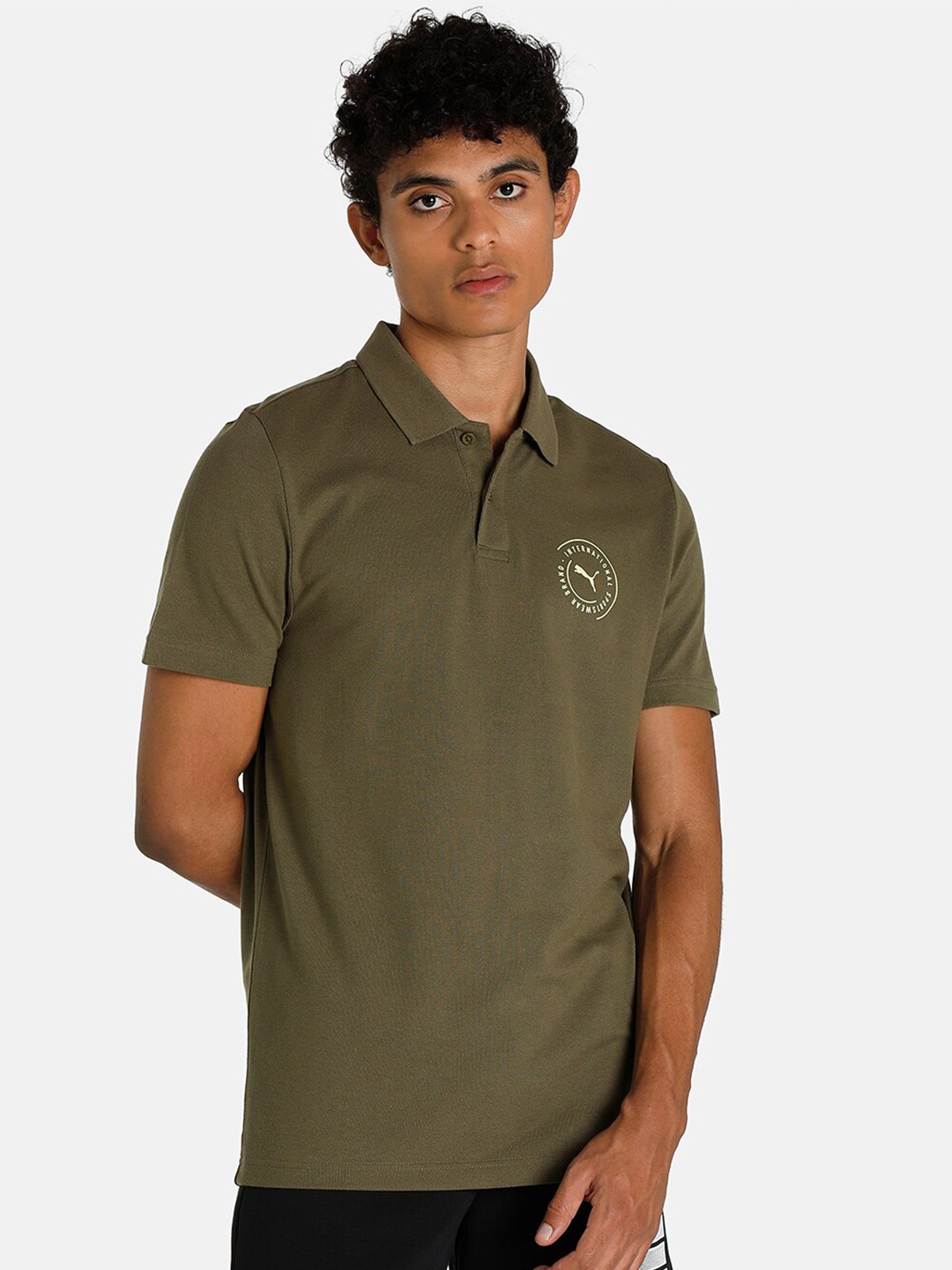 

Puma Men Green PUMA Graphic Polo T-shirt