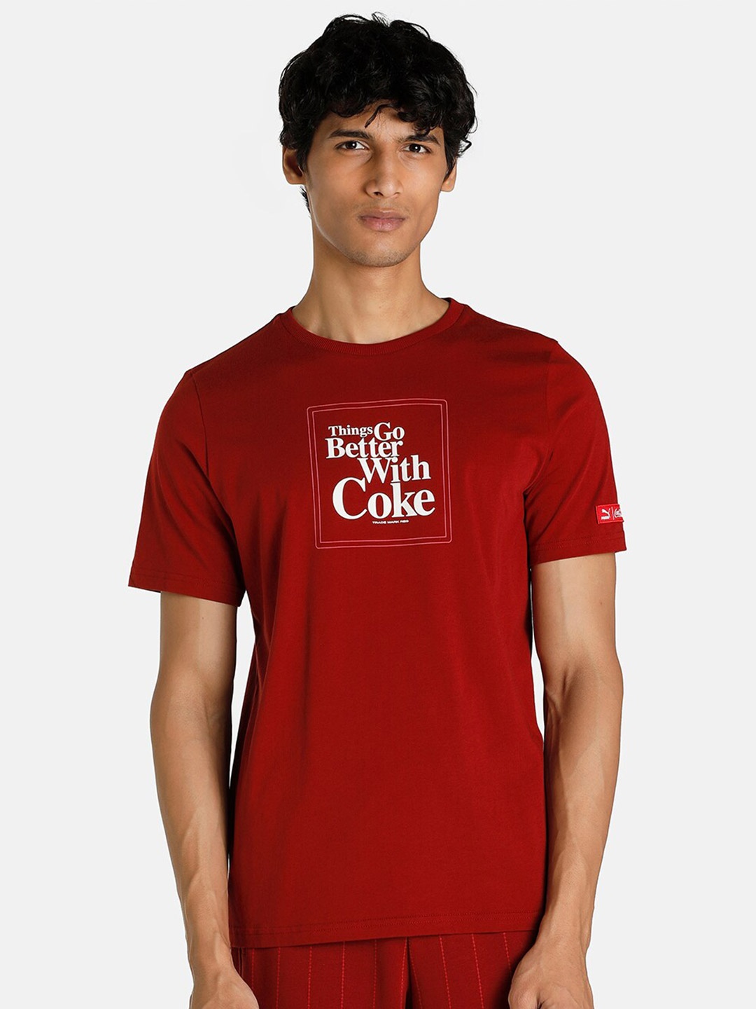 

PUMA X COCA COLA Men Red Typography Printed Regular Fit T-shirt
