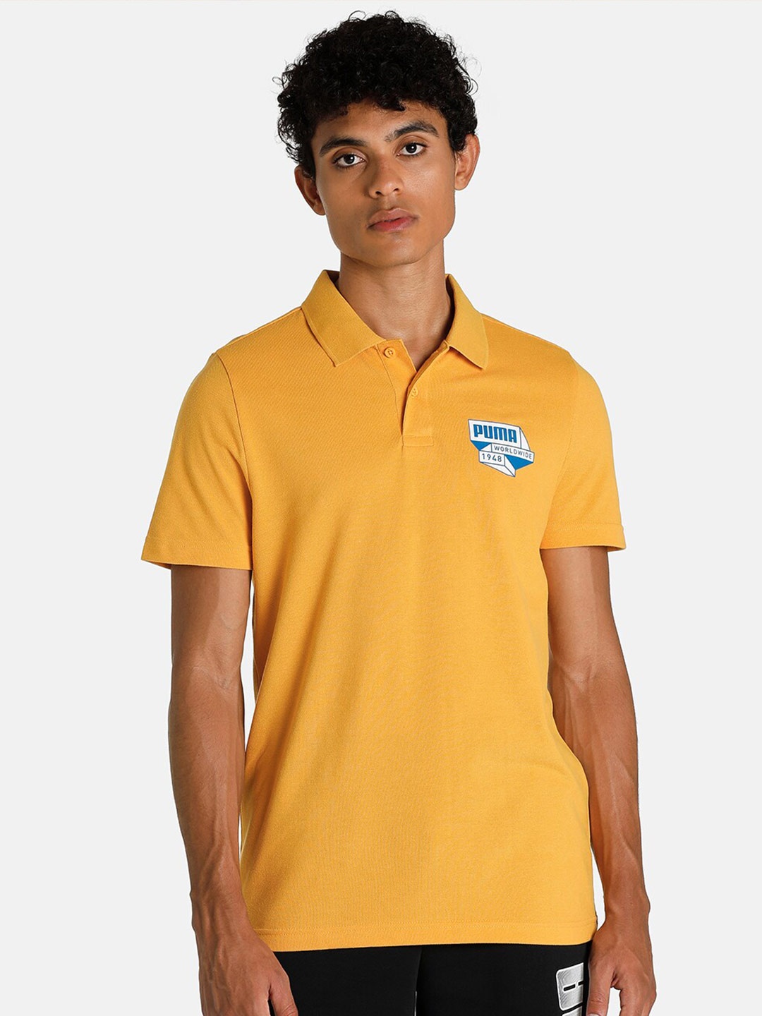 

Puma Men Yellow Polo Collar Slim Fit T-shirt