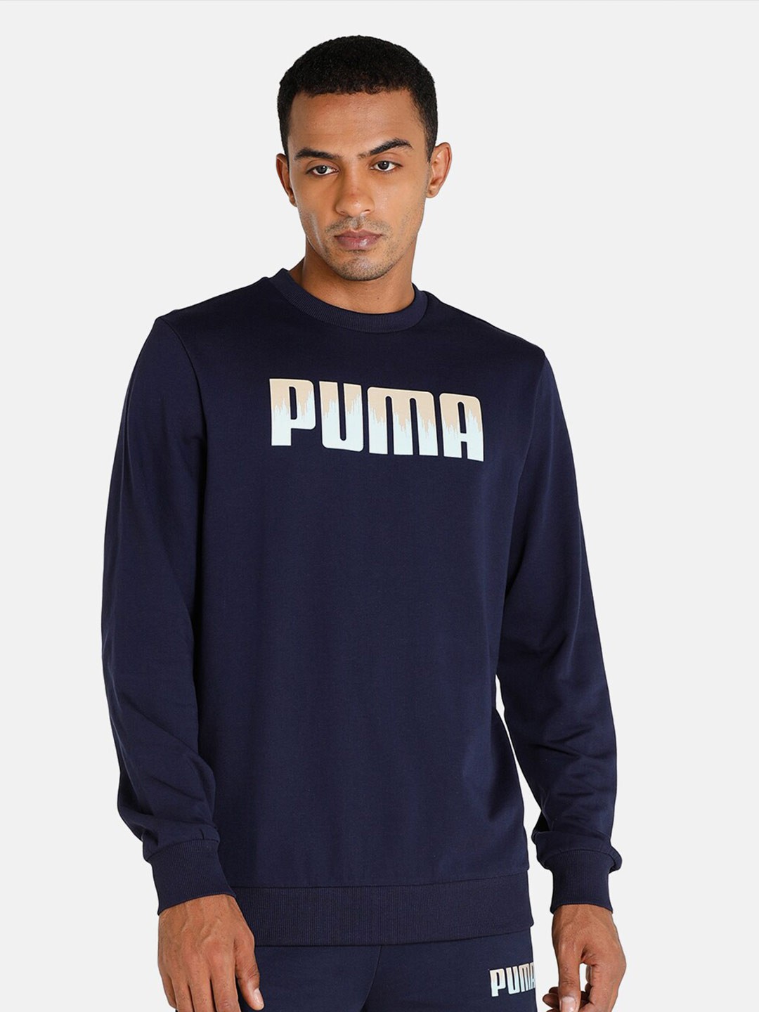 

Puma Men Blue Crew Printed Sweatshirt