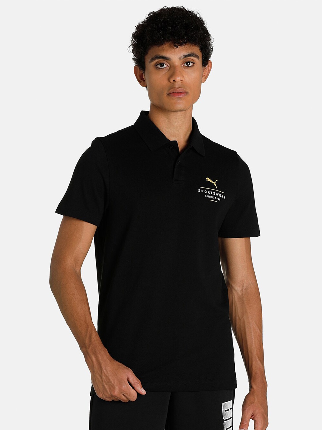 

Puma Cotton Polo Slim Fit T-shirt, Black