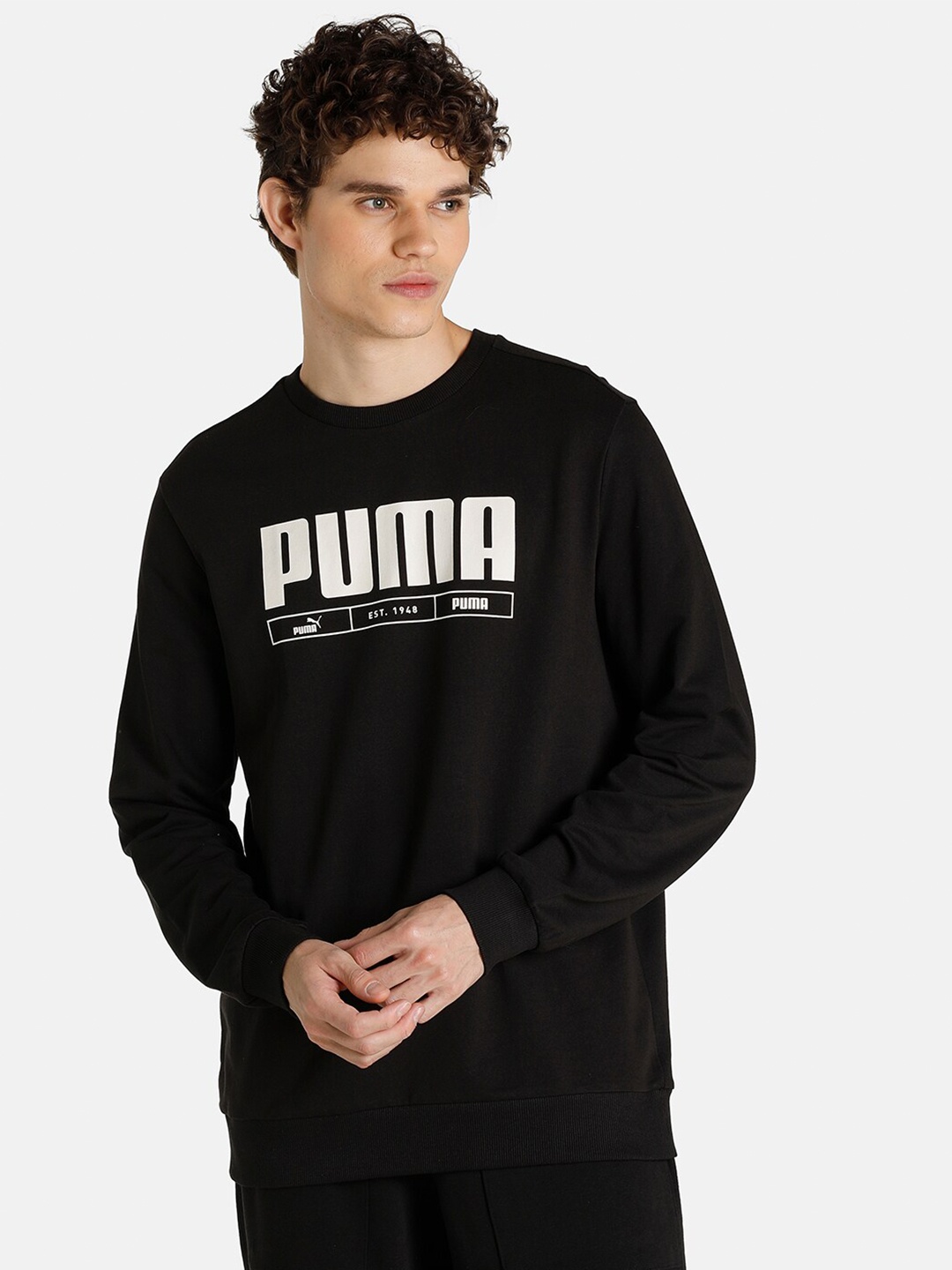

Puma Men Black Basic Sweat Printed Sweatshirt