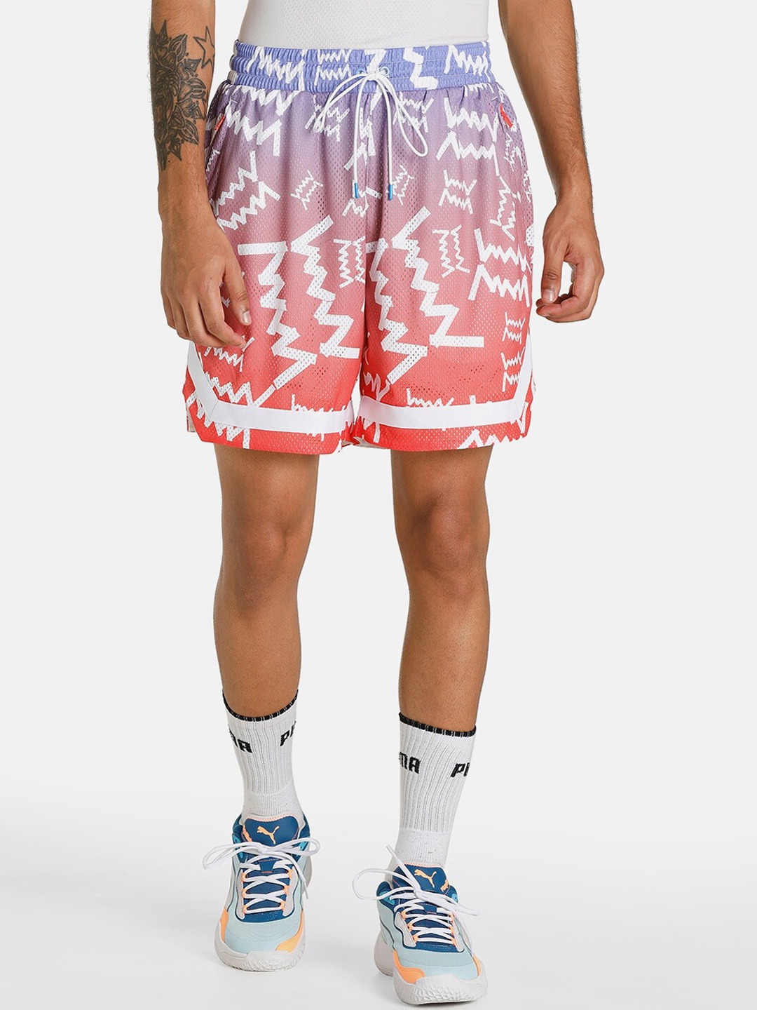 

Puma Men Pink Printed Big Dance Short Outdoor Sports Shorts