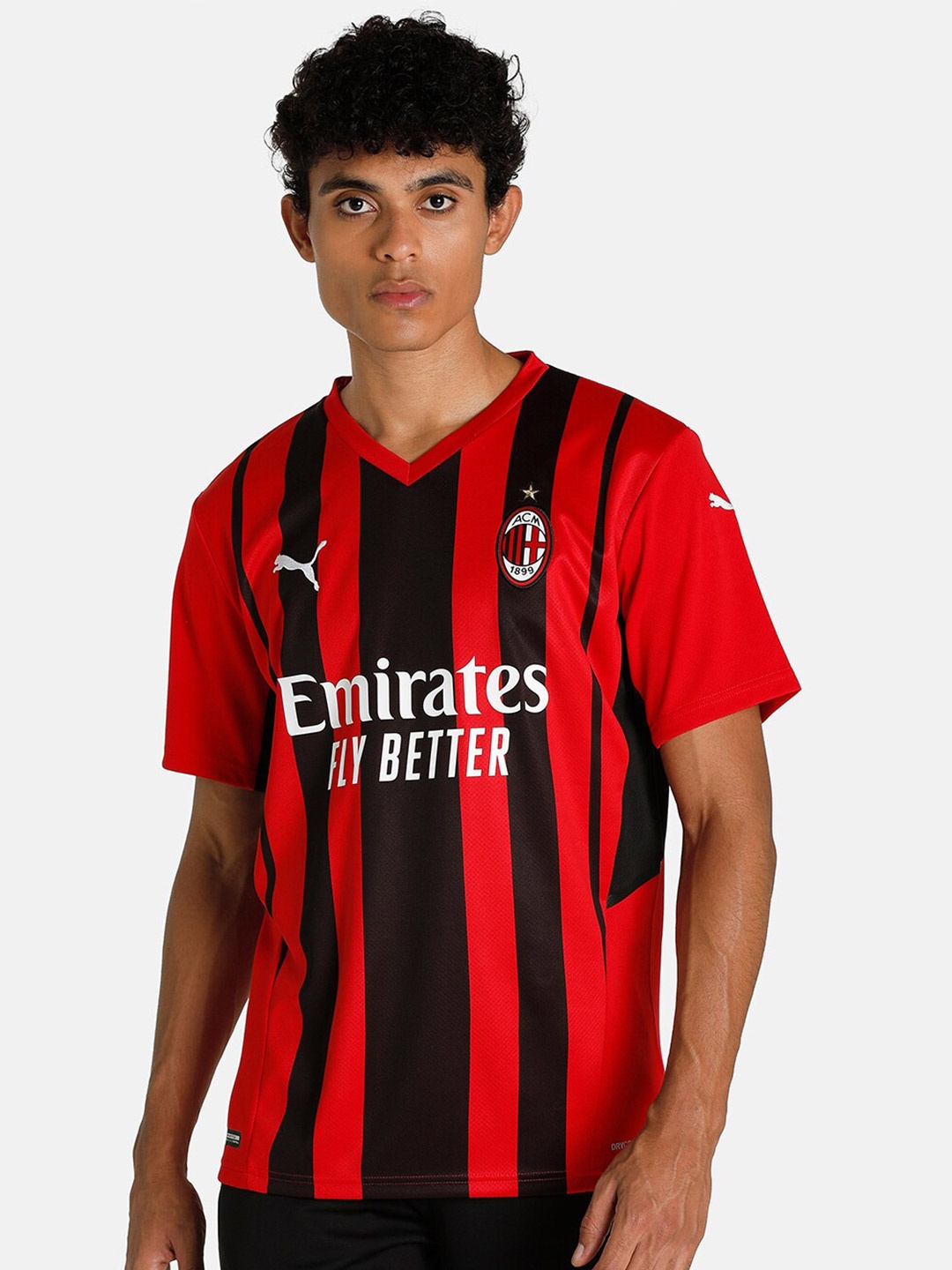 

Puma Men Red & Black AC Milan Home Replica Football T-shirt