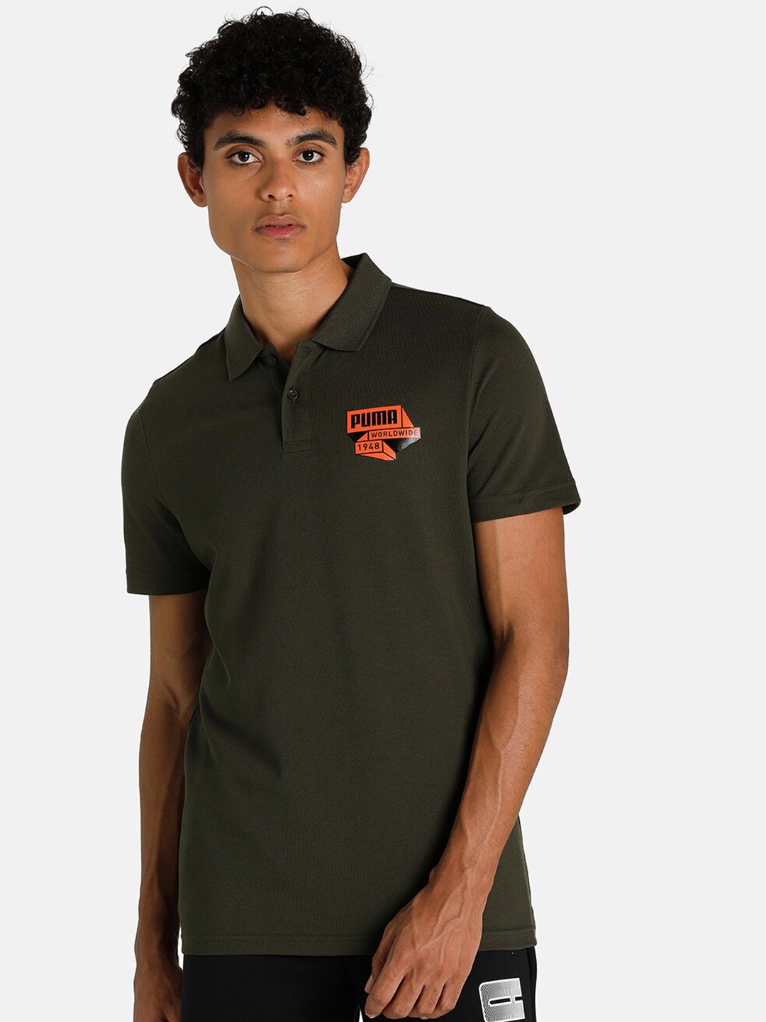 

Puma Men Slim Fit Ms Graphic Polo T-shirt, Olive