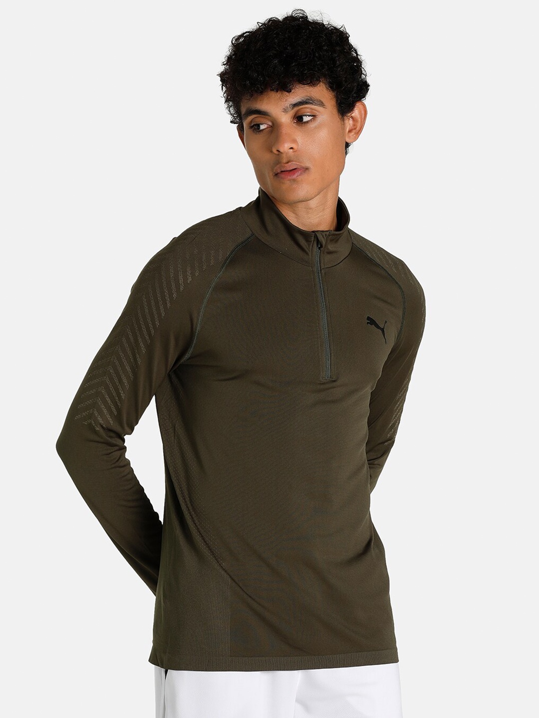 

Puma Men Olive Green FORMKNIT SEAMLESS 1 2 ZIP Sweatshirt