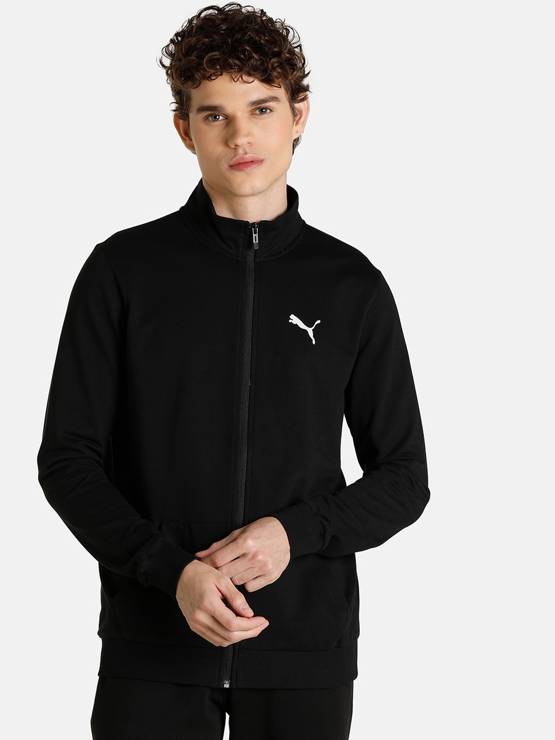 

Puma Men Black & White Brand Logo Slim Fit Sporty Jacket