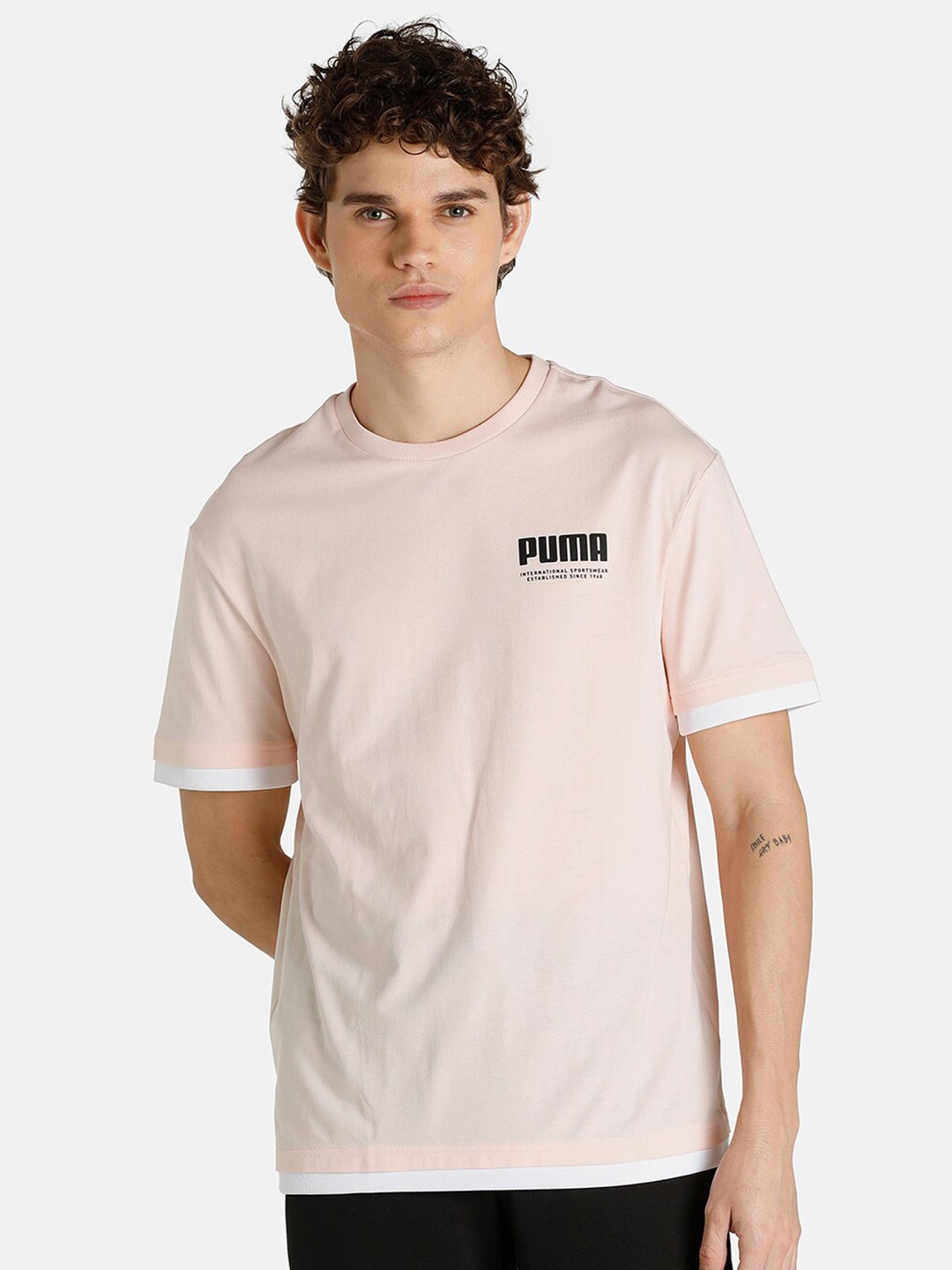 

Puma Men Pink Solid Relaxed-Fit Tshirts