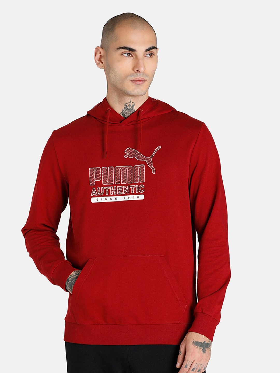 

Puma Men Regular Fit Printed Hooded Sweatshirt, Red