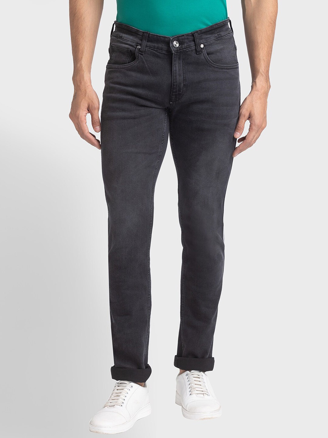 

ColorPlus Men Grey Tapered Fit Low Distress Jeans