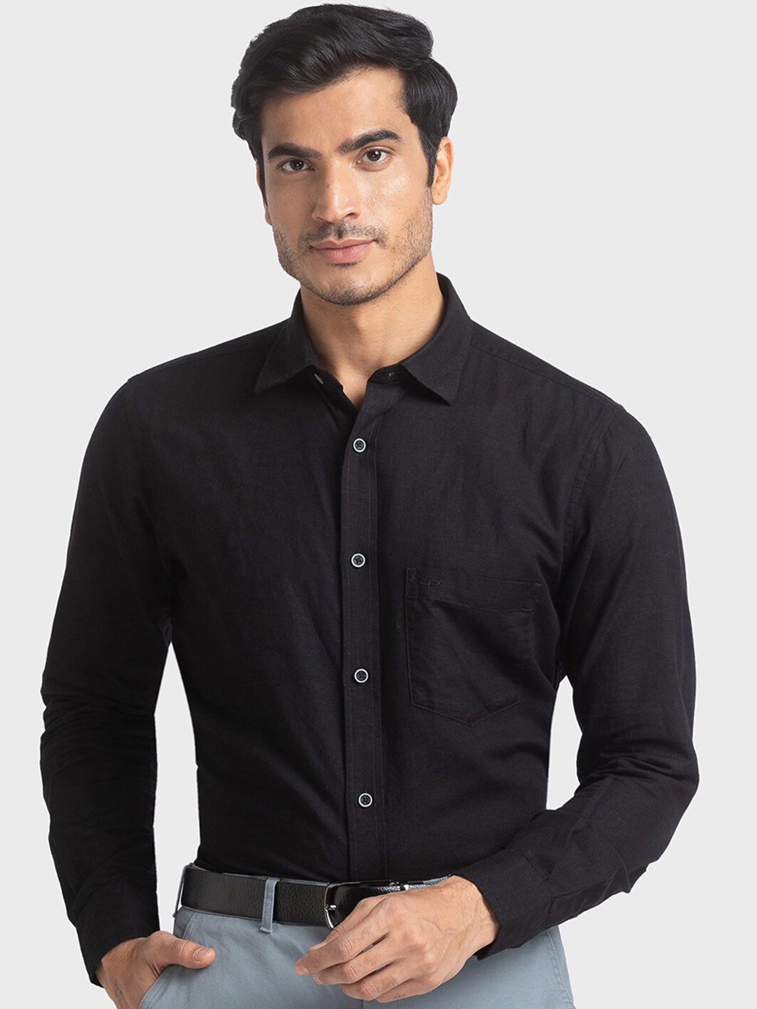

ColorPlus Men Black Tailored Fit Casual Shirt