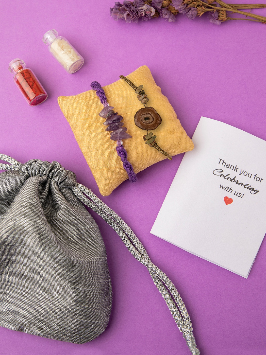 

DEEBACO Bhaiya Bhabhi Rakhi Gift Set, Purple