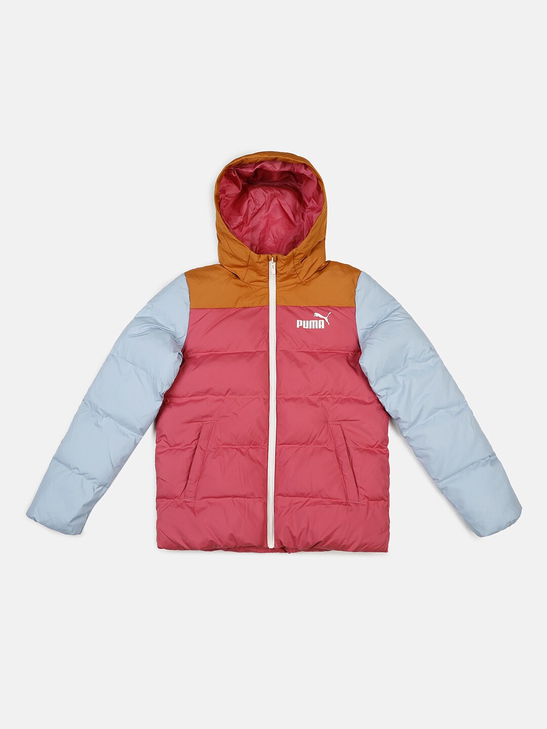 

Puma Unisex Kids Colourblocked Puffer Regular Fit Jacket, Red