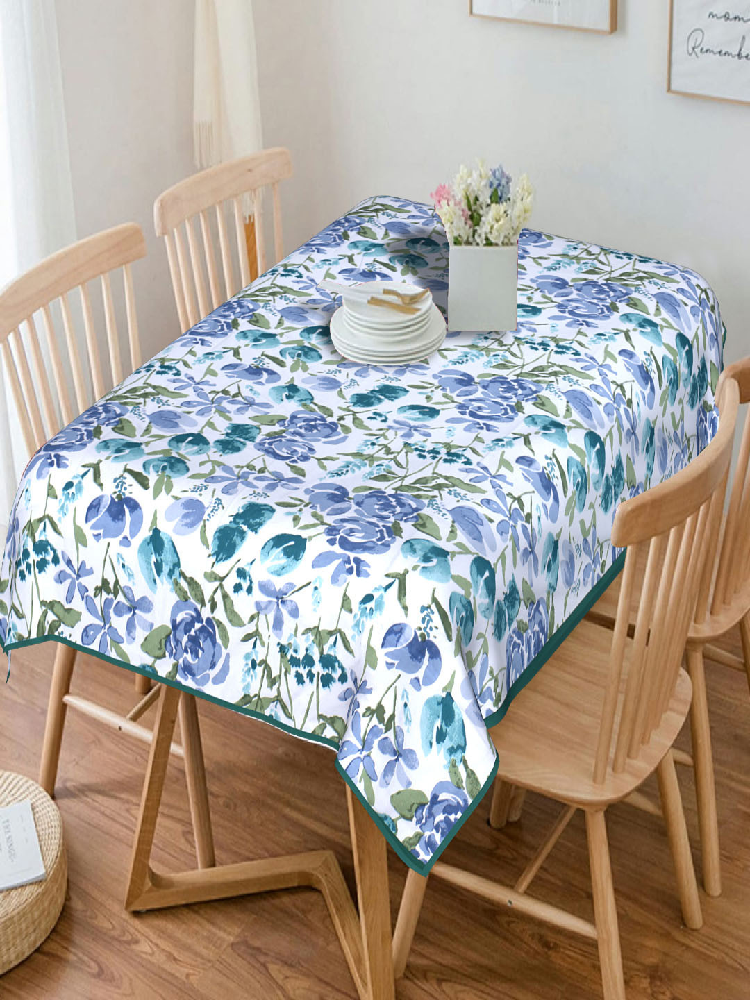 

INDHOME LIFE Floral Printed Pure Cotton 6 Seater Rectangle Dining Table Cover, Multi