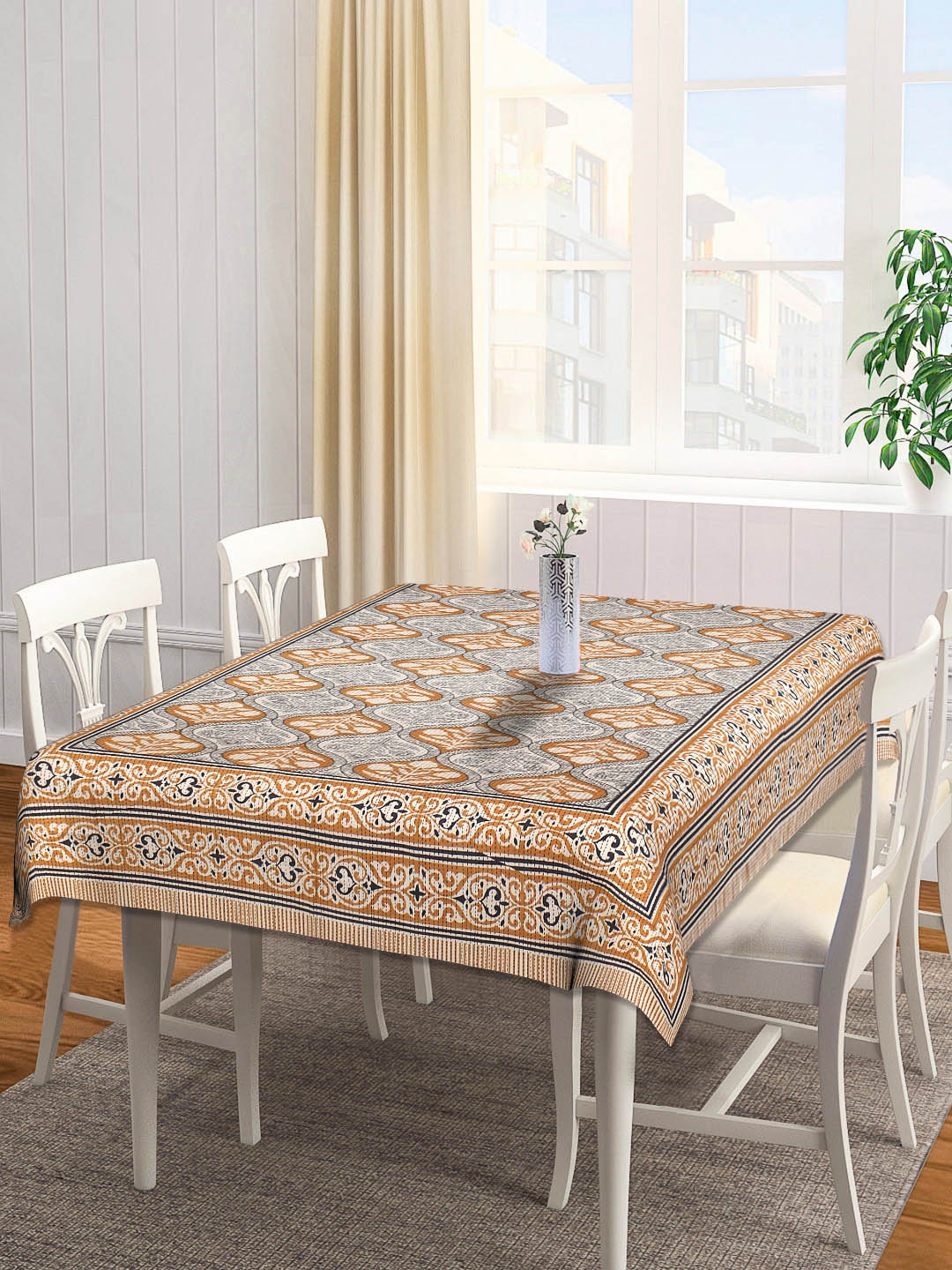 

INDHOME LIFE Brown Printed Cotton Rectangle Table Covers