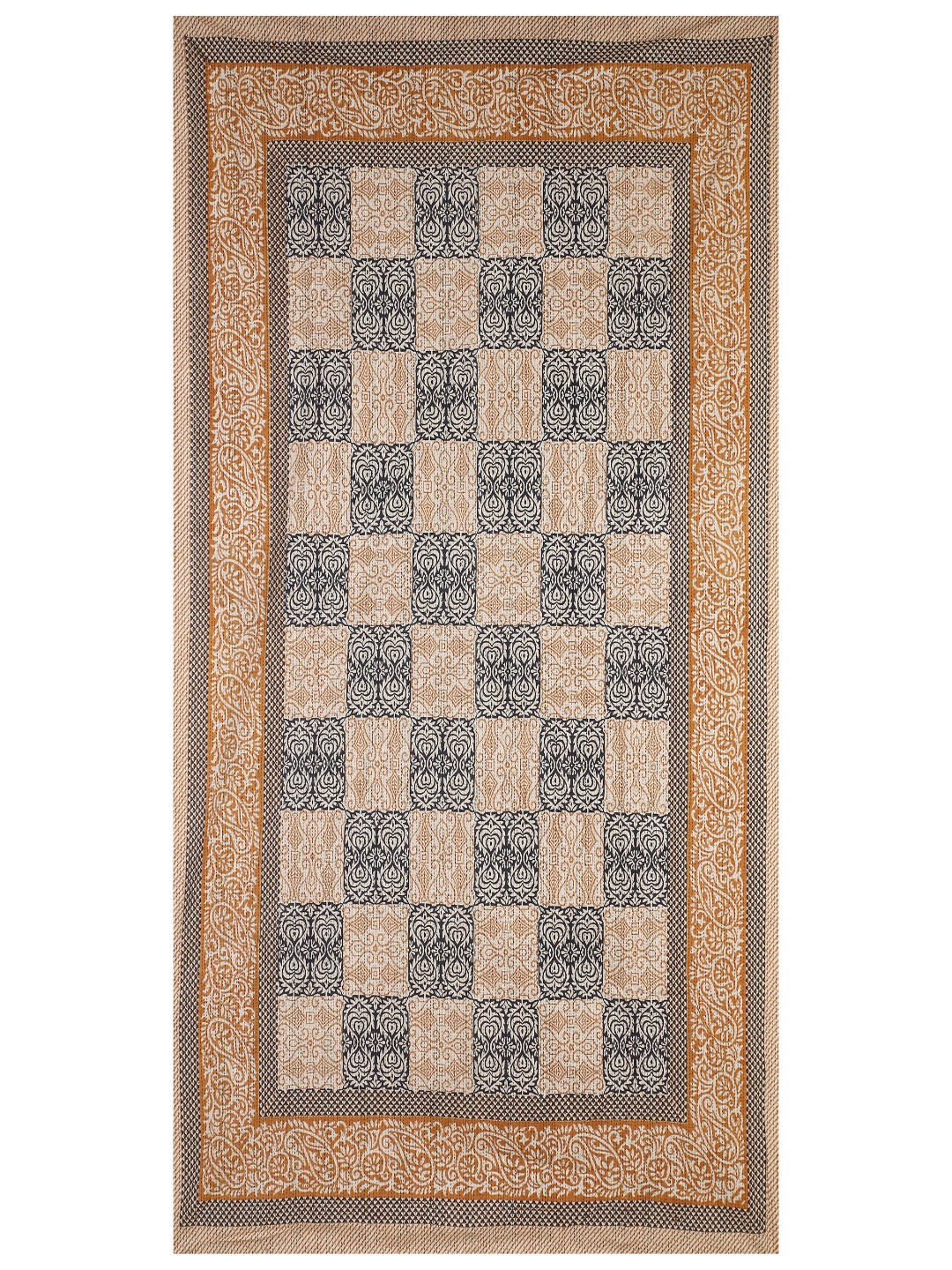 

INDHOME LIFE Brown & Black Printed Pure Cotton Table Cover