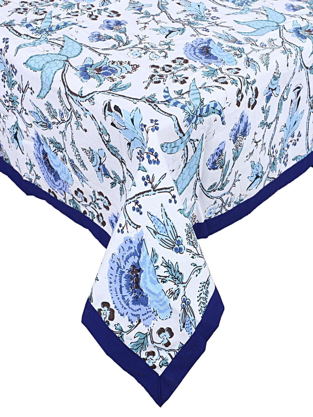 

INDHOME LIFE Blue & White Floral Printed Pure Cotton 4 Seater Dining Table Covers