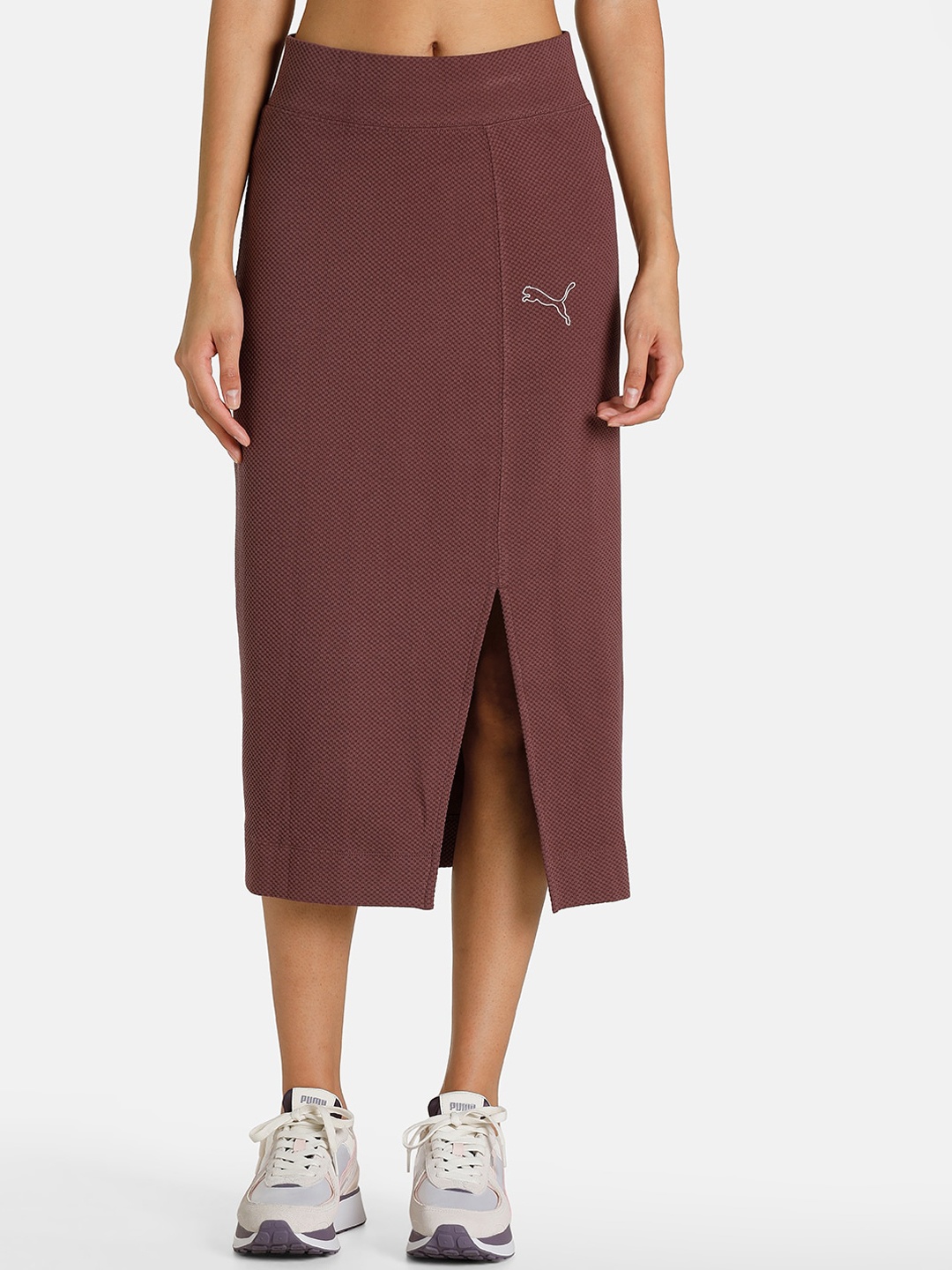 

Puma Women Purple Solid Midi Straight Skirts