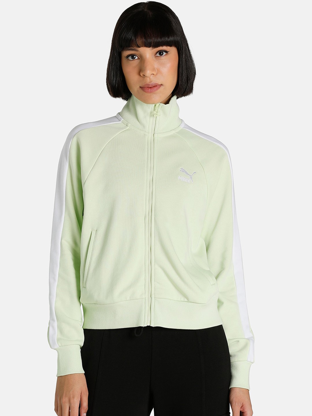 

Puma Women Green & White Iconic T7 Track Sporty Sustainable Jacket