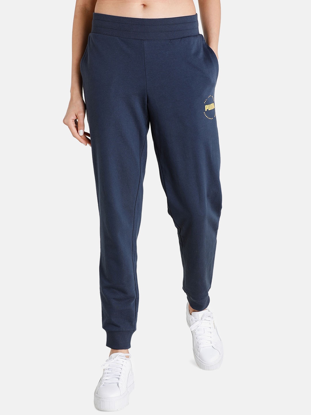 

Puma Women Blue Graphic Slim-Fit Track Pants