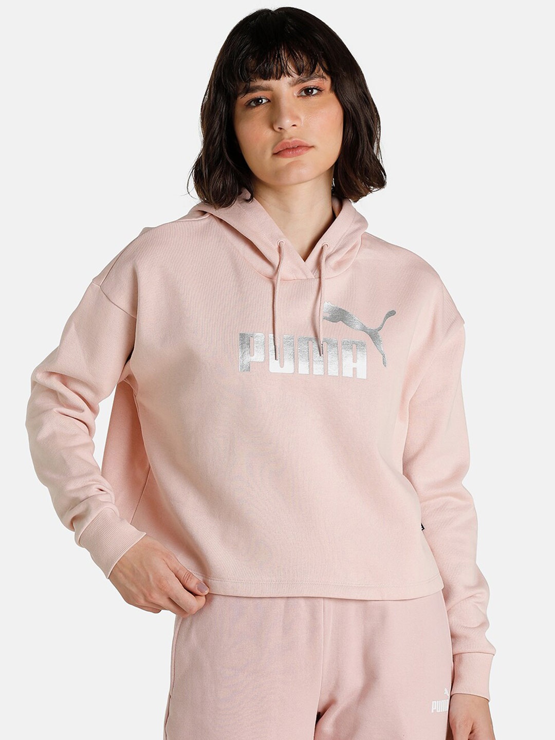 

Puma Essential+ Metallic Logo Hoodie Relaxed Fit Sweatshirt, Pink