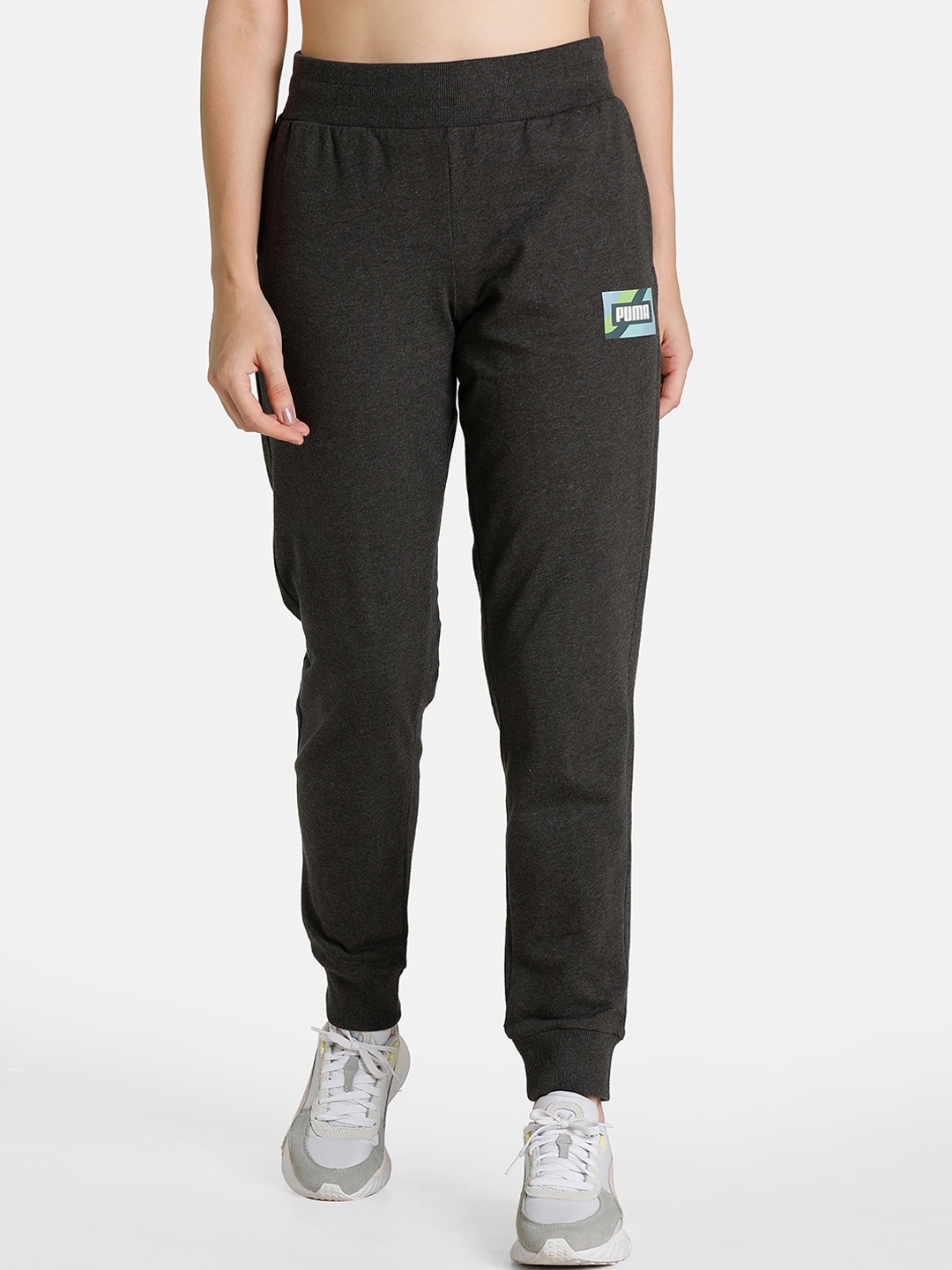 

Puma Women Charcoal Grey Solid Cotton Joggers