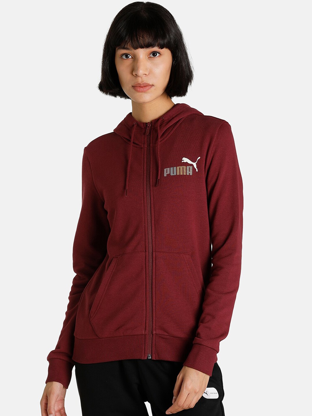 

Puma Women Burgundy PUMA Hooded Regular Fit Jacket